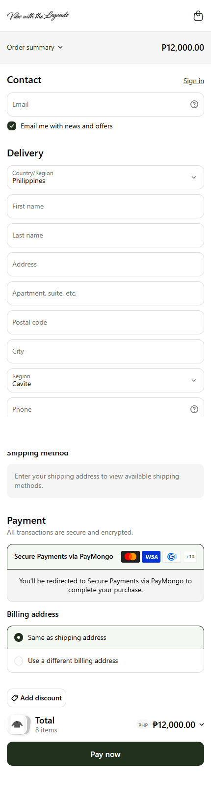 Mobile checkout flow