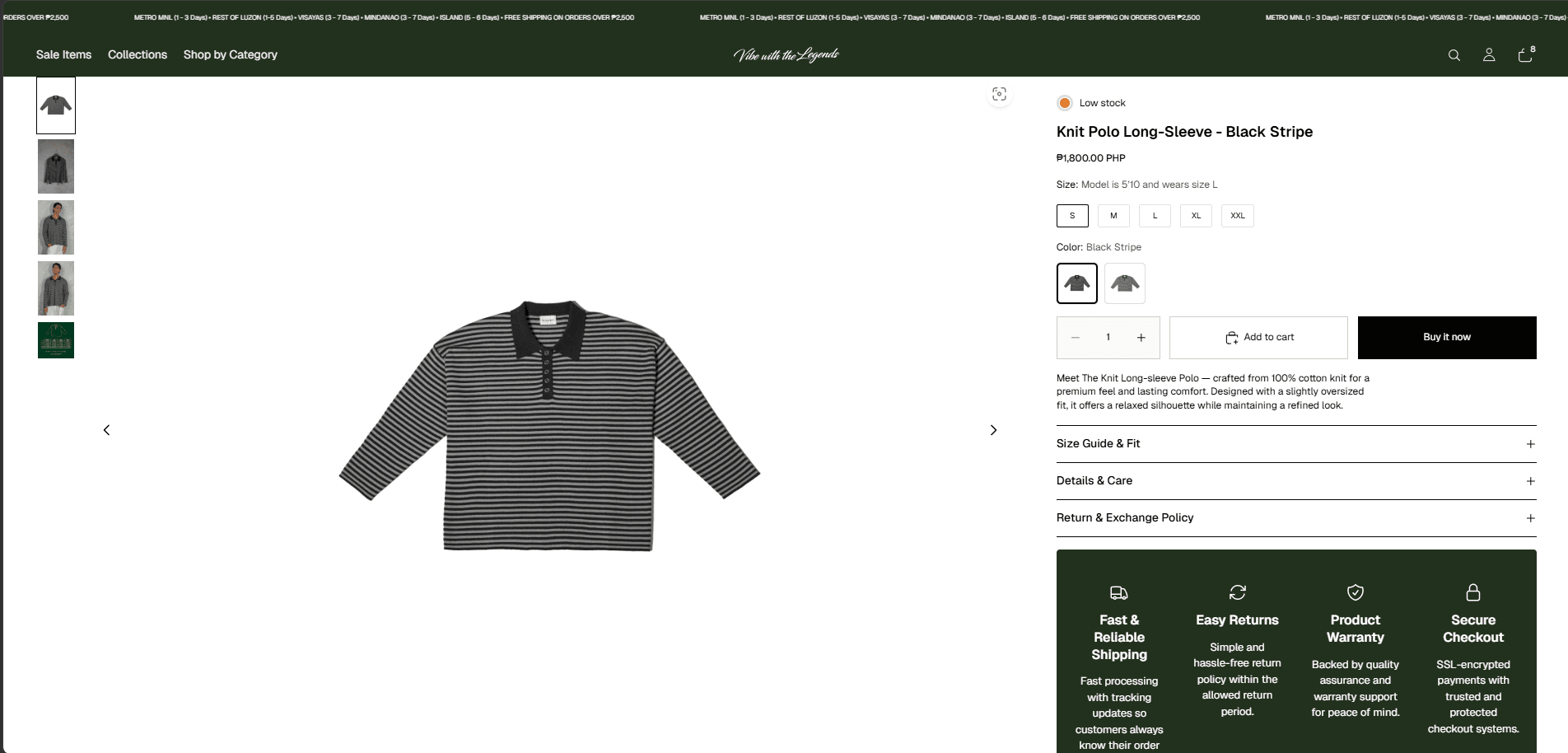 Product detail page